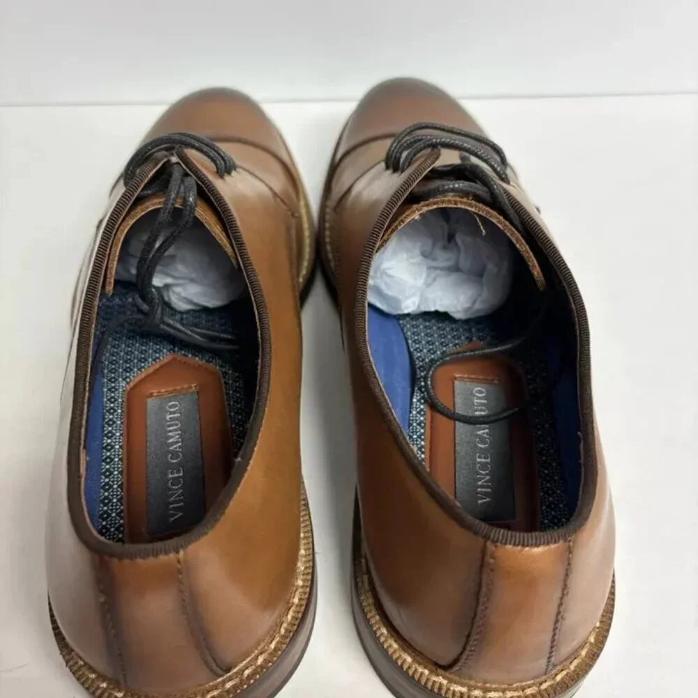 Vince Camuto Men’s Lamson Cap Toe Oxford Brown, Size 9 M